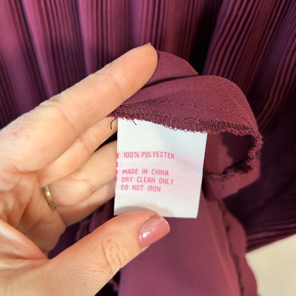 Anthropologie Maple Crepe Pleats Abounding Maxi Skirt burgundy Red women’s sz 4 - Picture 8 of 14